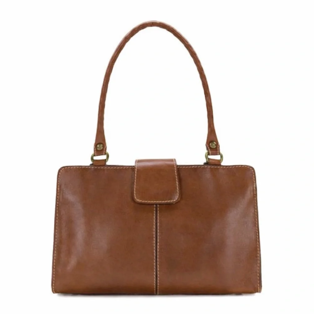 Patricia Nash Leather Heritage Rienzo Med Satchel Shoulder Handbag Tan